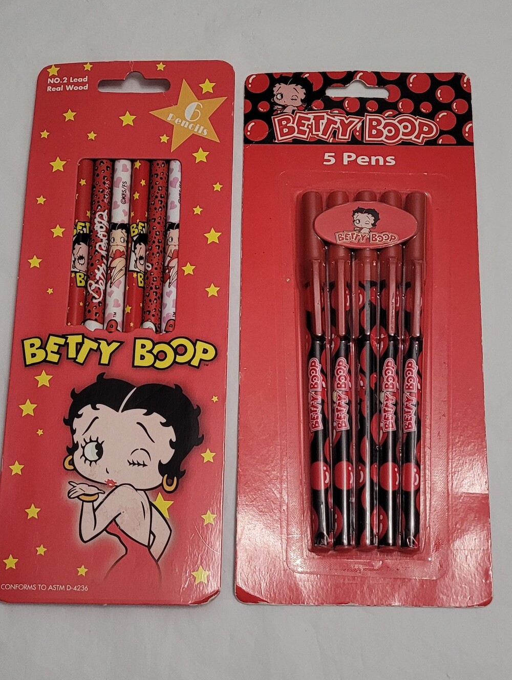 Vintage Y2K NIB King Features Syndicate Betty Boop Pencils And Pens